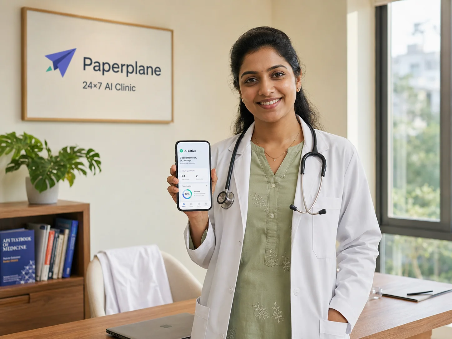 Indian doctor using the PaperPlane AI platform